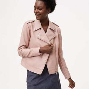 Loft Pink Macaron Faux Leather Moto Jacket